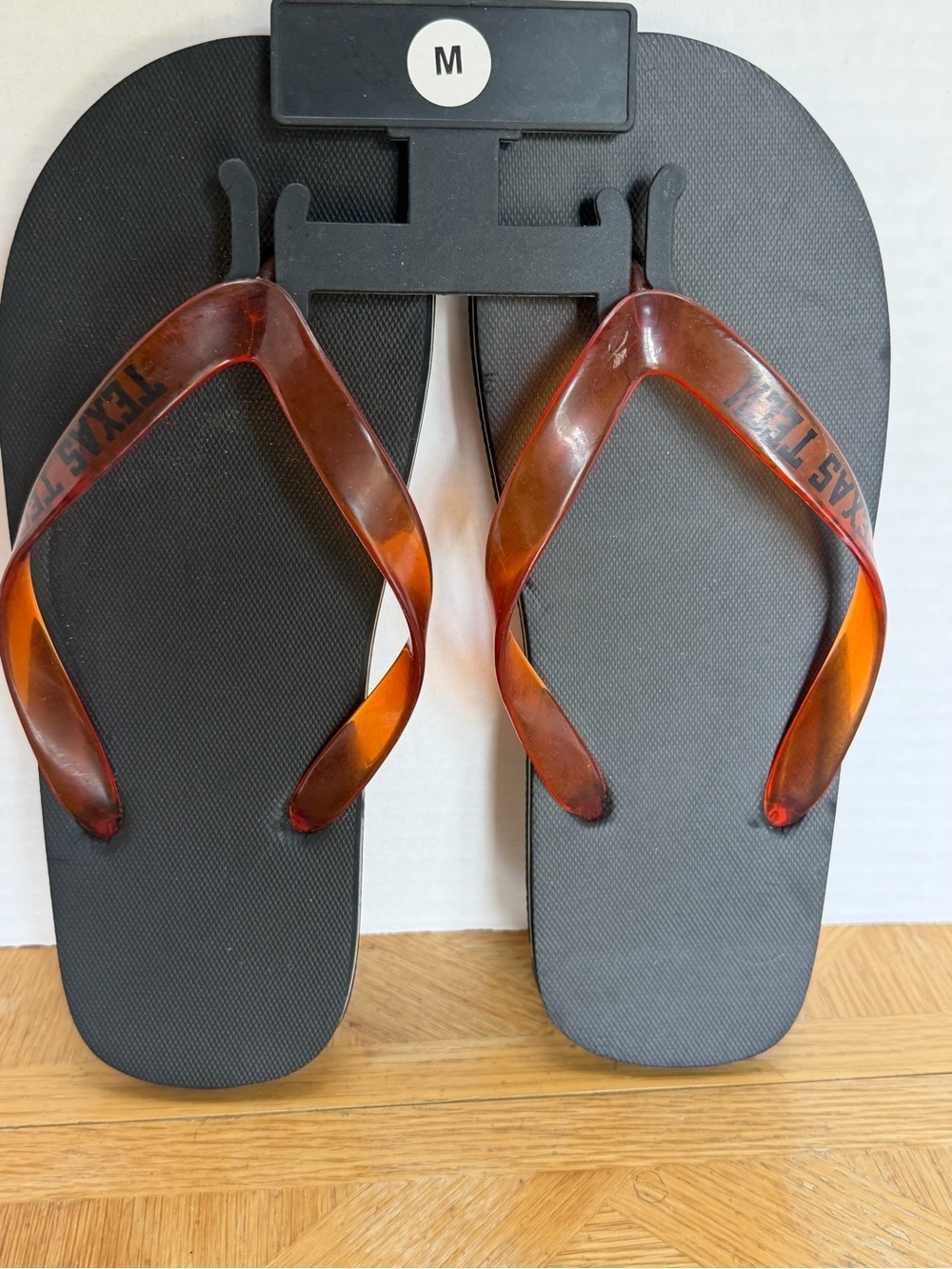 Men's Texas Tech Black Flip Flops with Amber Straps